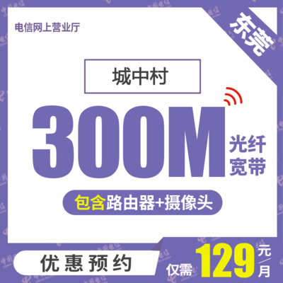【东莞电信】300M-1000M电信光纤宽带